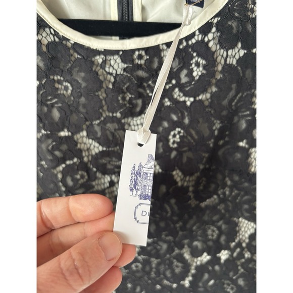 NWT Duffield Lane Black Lace Overlay Babydoll Tank Sleeveless Blouse Size Small - Picture 2 of 5